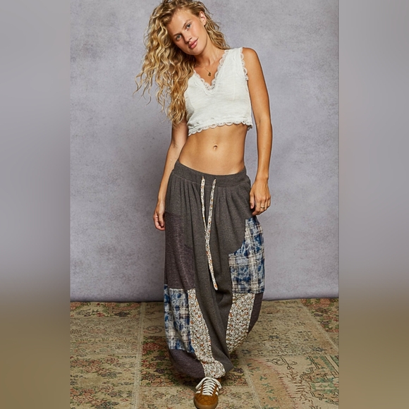 POL Pants - POL Gray Patchwork Pants